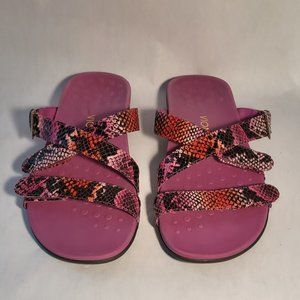 Vionic Sandals, purple snakeskin design size 10